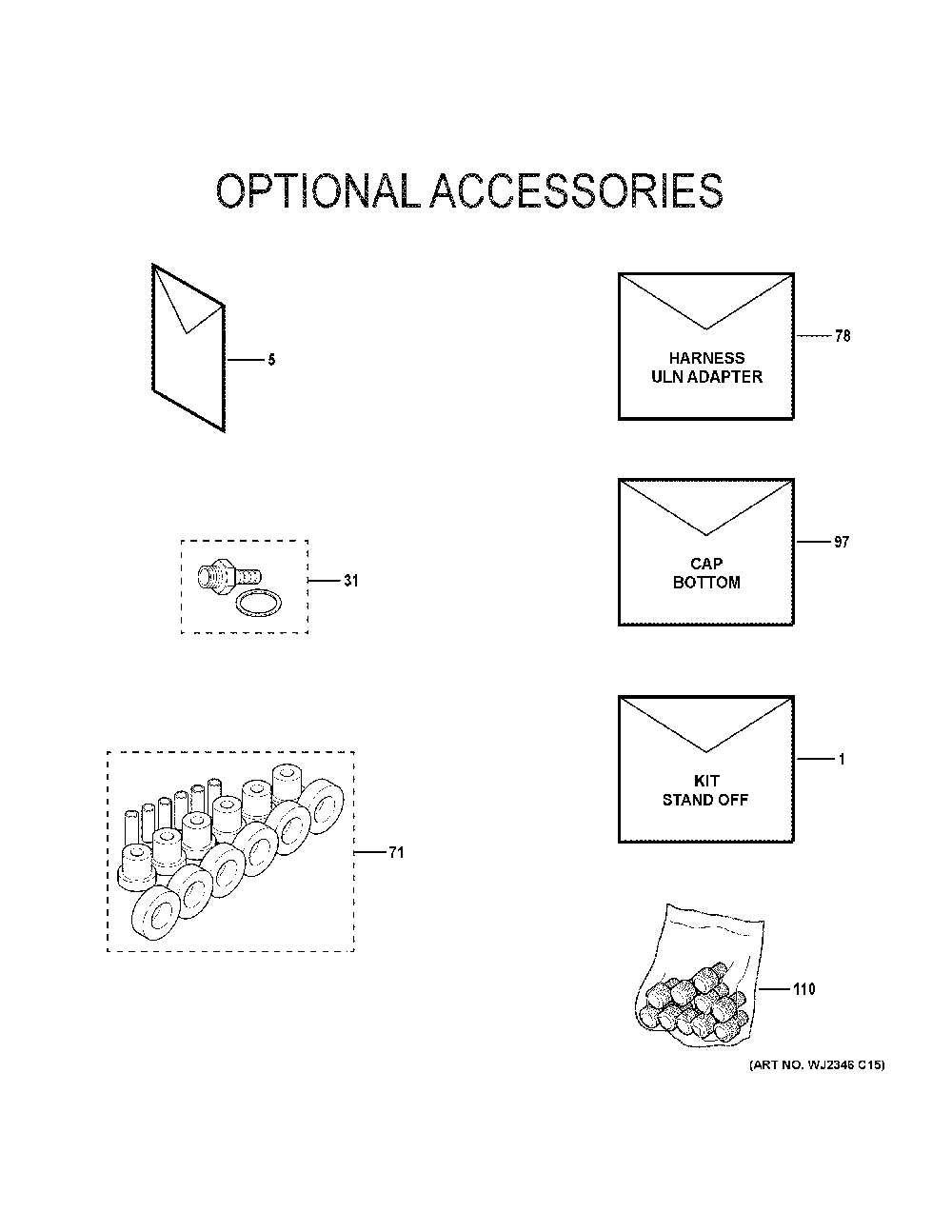Optional Accessories Diagram and Parts List for NF80X040S3A05  General Electric Furnace