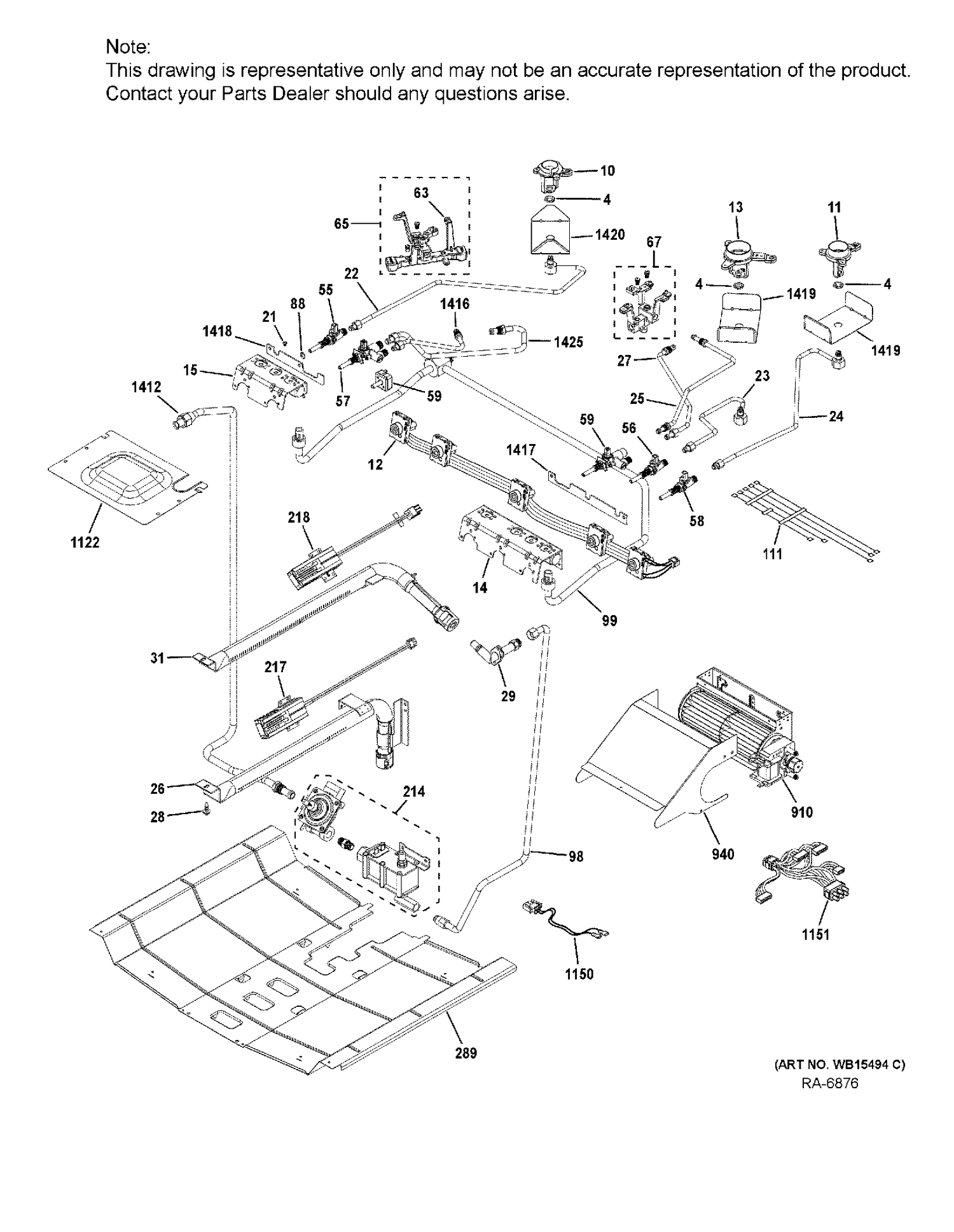GAS & BURNER PARTS Diagram and Parts List for PCGS930EEL1ES  General Electric Range