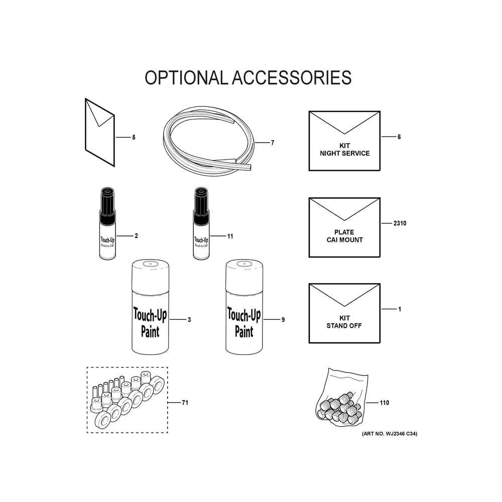 Optional Accessories Diagram and Parts List for NF80L070S3BR0  General Electric Furnace