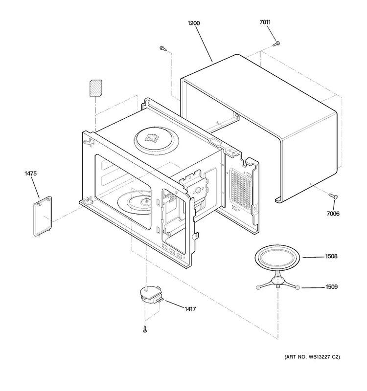 Oven Cavity Parts Diagram and Parts List for JES2051SN3SS  General Electric Microwave