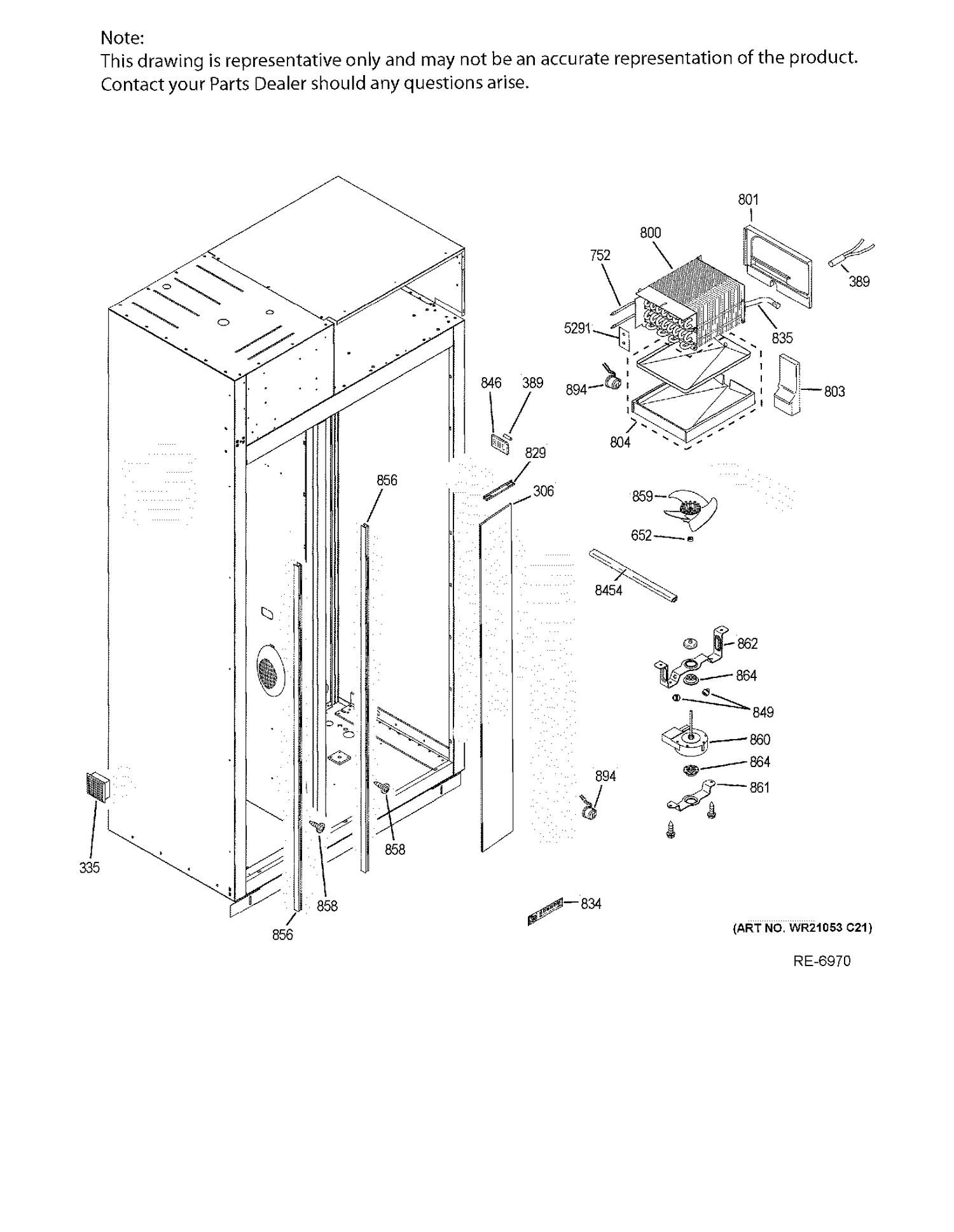 FZ SECTION Diagram and Parts List for ZIS420NKB  General Electric Refrigerator