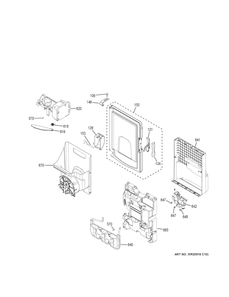 Ice Maker & Dispenser Diagram and Parts List for DFE28JSKCSS  General Electric Refrigerator