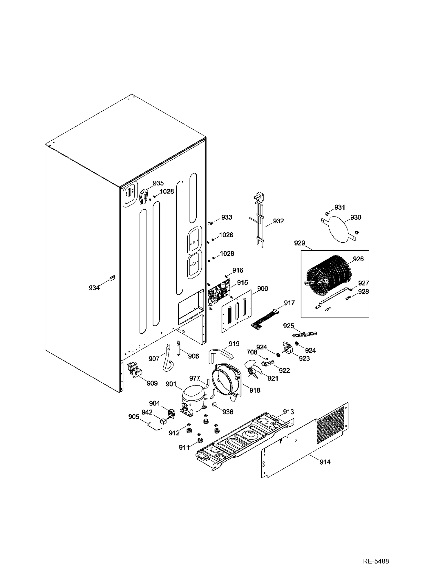 SEALED SYSTEM & MOTHERBOARD Diagram and Parts List for CNR22SSEAFES  General Electric Refrigerator