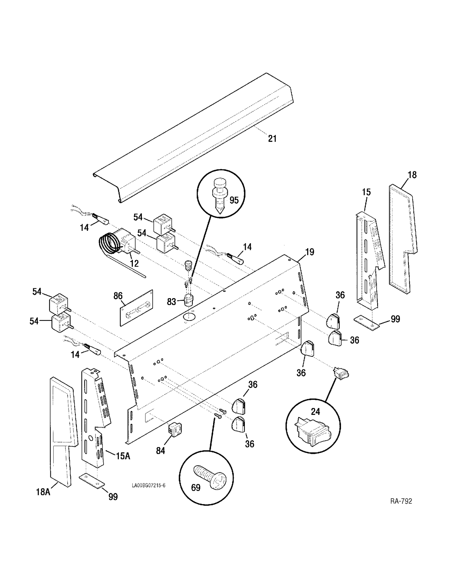 BACKGUARD Diagram and Parts List for YRMF2050SM-8  General Electric Range