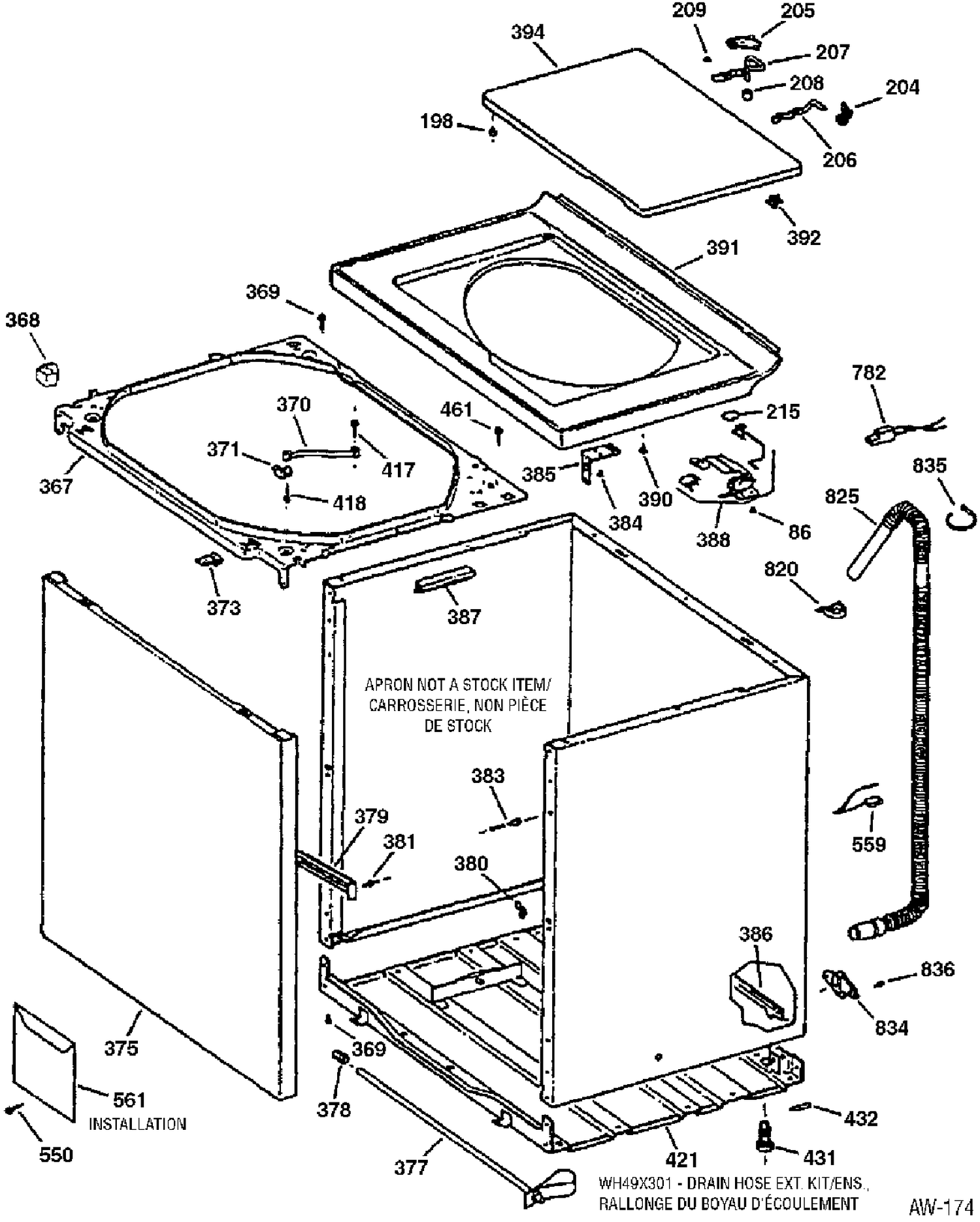 CABINET Diagram and Parts List for XVXR1040TAWB  General Electric Washer