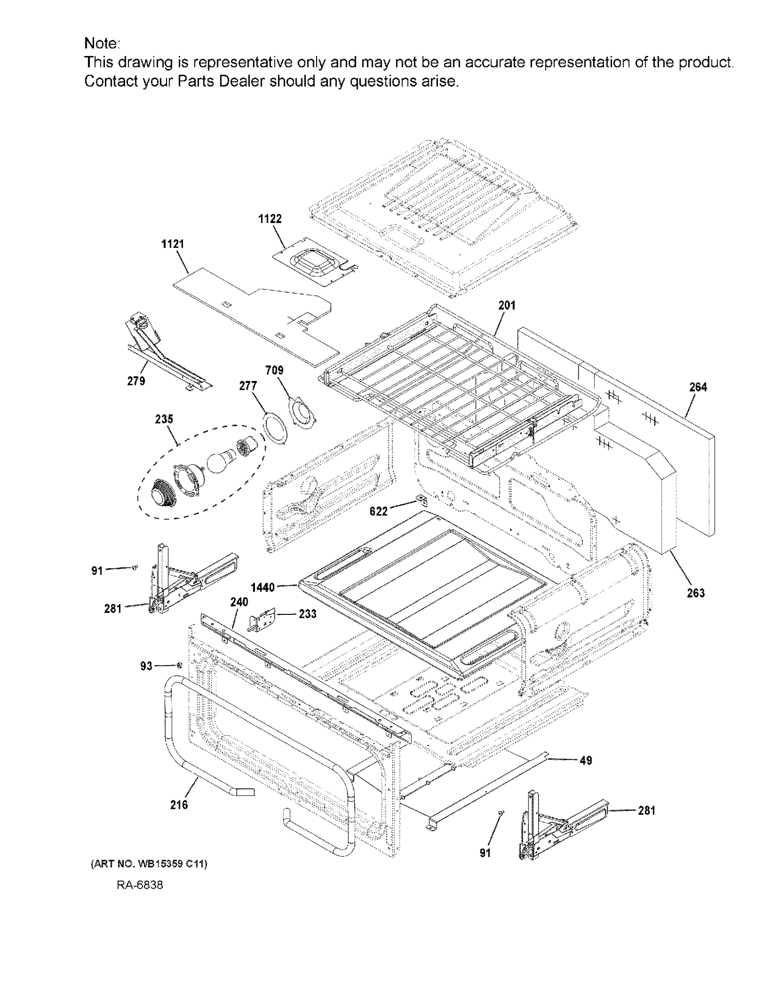 UPPER OVEN Diagram and Parts List for CCGS995SEL1SS  General Electric Range