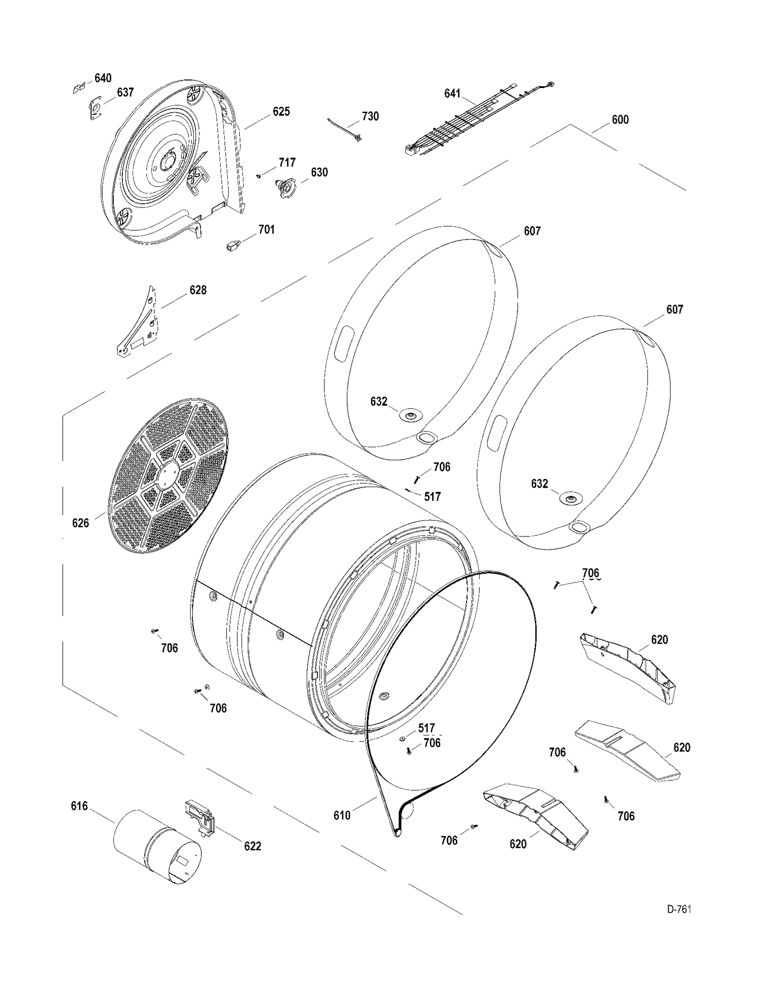 DRUM PARTS Diagram and Parts List for GFMS355GL0MS  General Electric Dryer