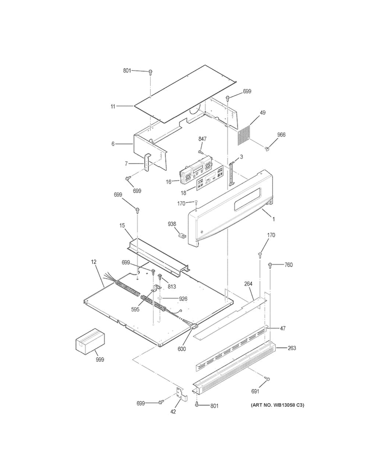 Control Panel Diagram and Parts List for JRS06SK3SS  General Electric Wall Oven