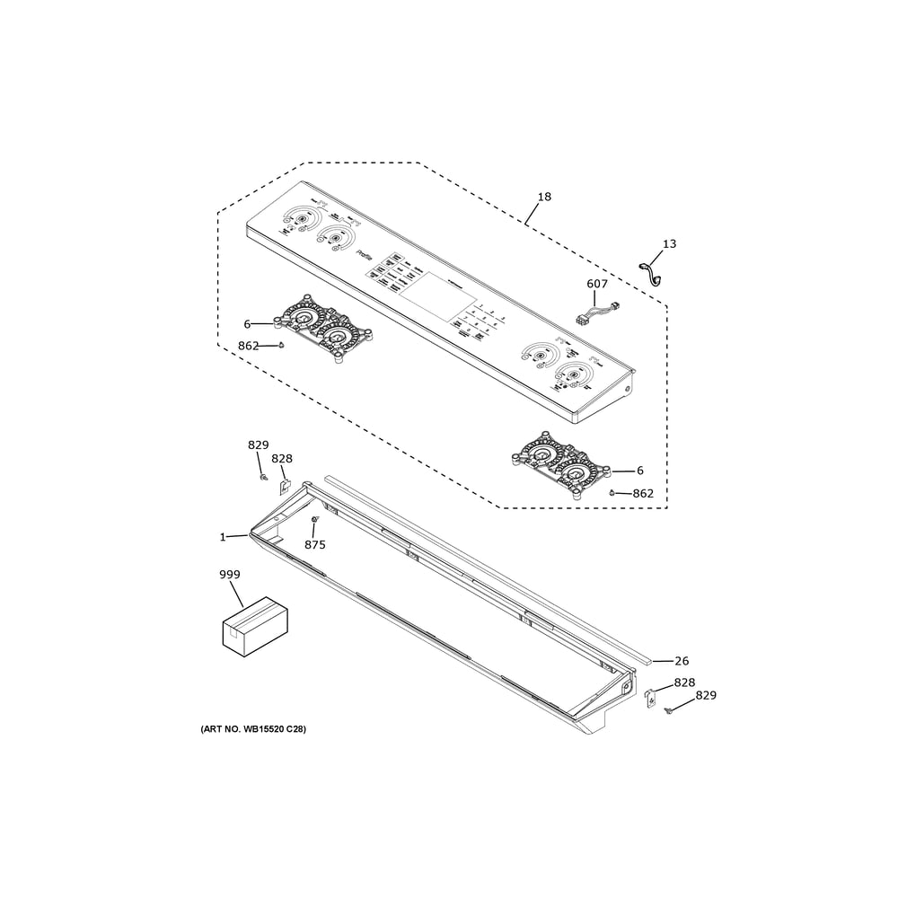 Control Panel Diagram and Parts List for PHS930YPCFS  General Electric Cooktop