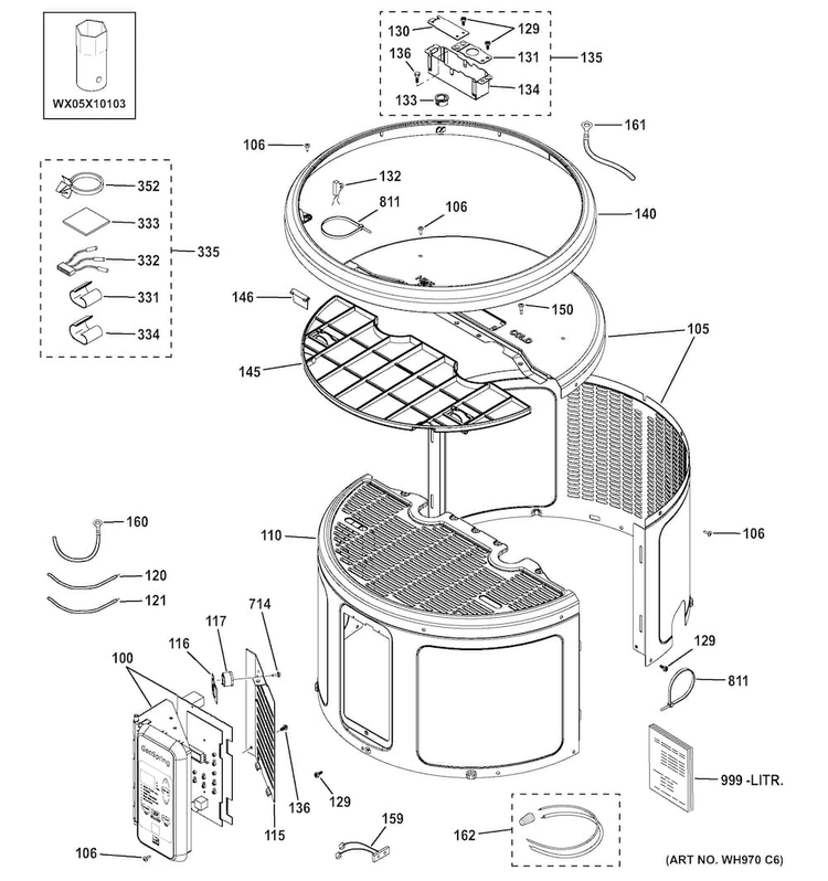 Control Panel & Shroud Diagram and Parts List for BEH50DCEHSBA  General Electric Water Heater