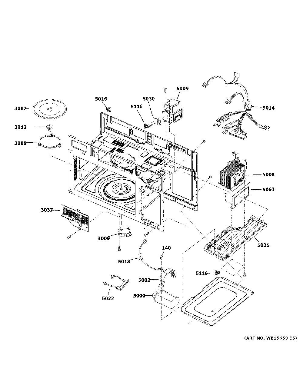 Interior parts 1 Diagram and Parts List for JVM6175DK5BB  General Electric Microwave