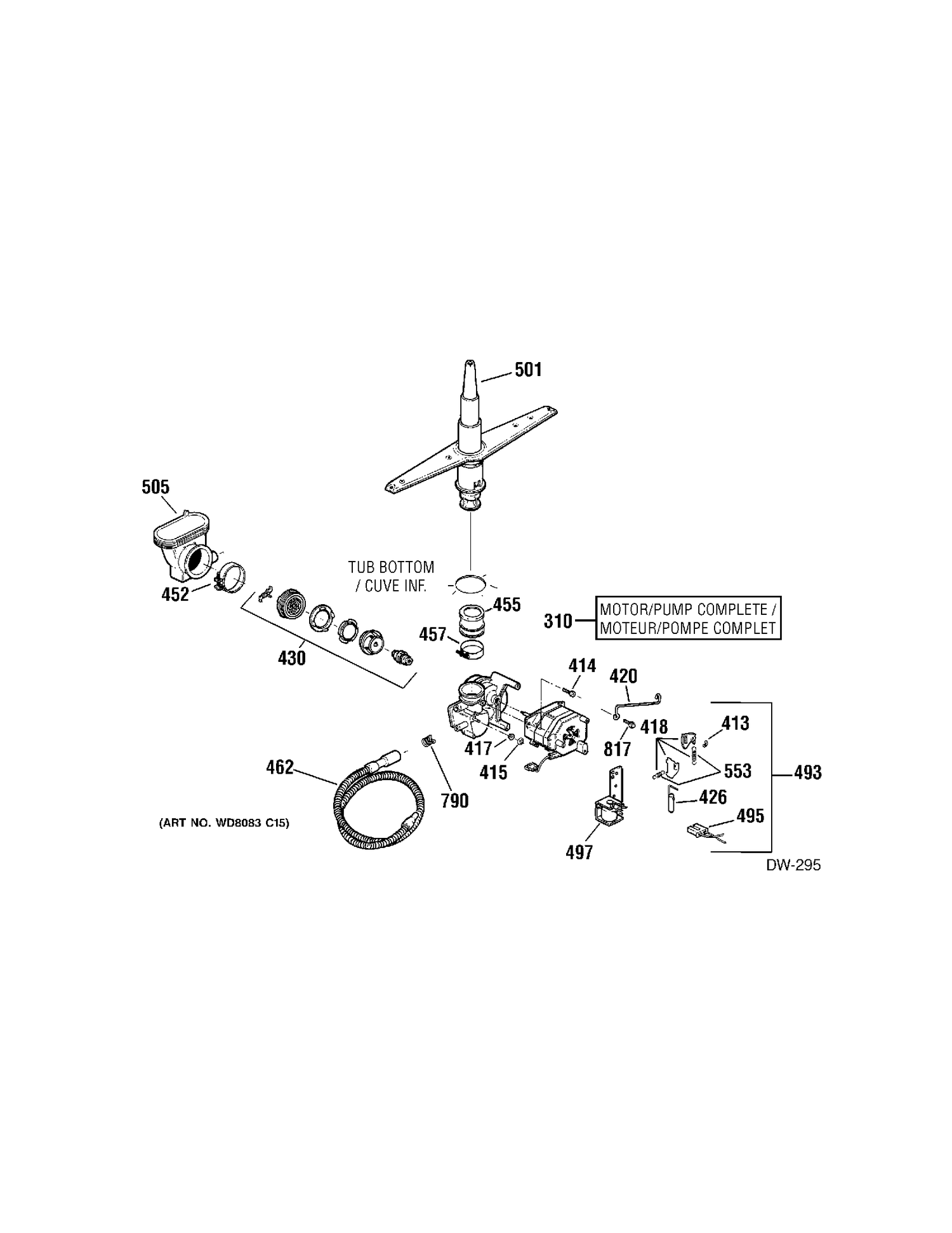 MOTOR Diagram and Parts List for 404810  General Electric Dishwasher
