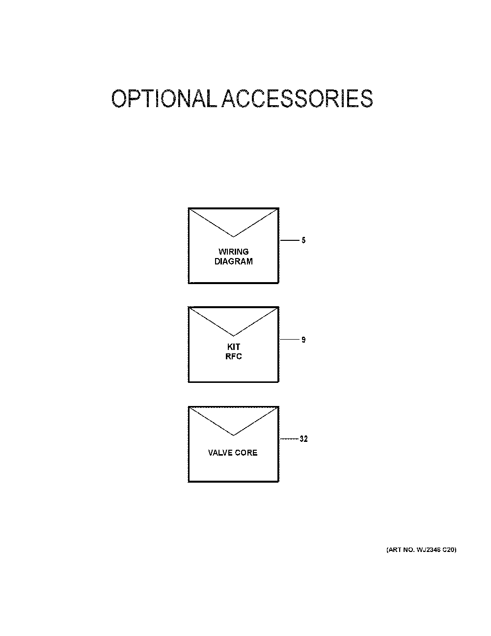 Optional Accessories Diagram and Parts List for NS17A30SA400  General Electric Air Conditioner