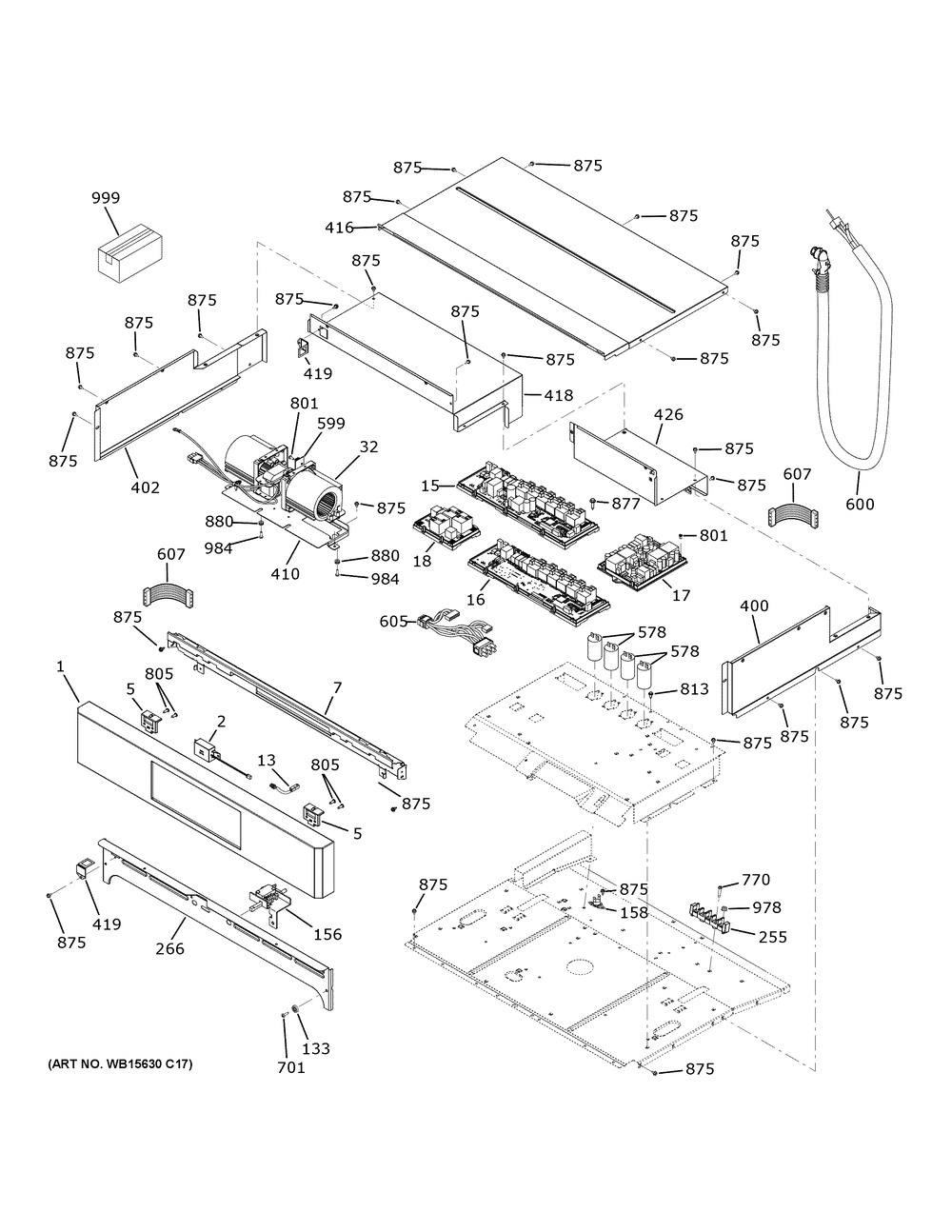 Control Panel Diagram and Parts List for ZTDX1FPSN3SS  General Electric Wall Oven