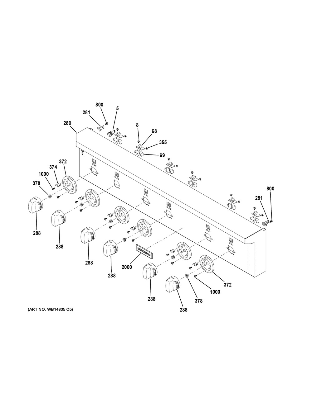 Control Panel Diagram and Parts List for ZGU366NP7SS  General Electric Cooktop