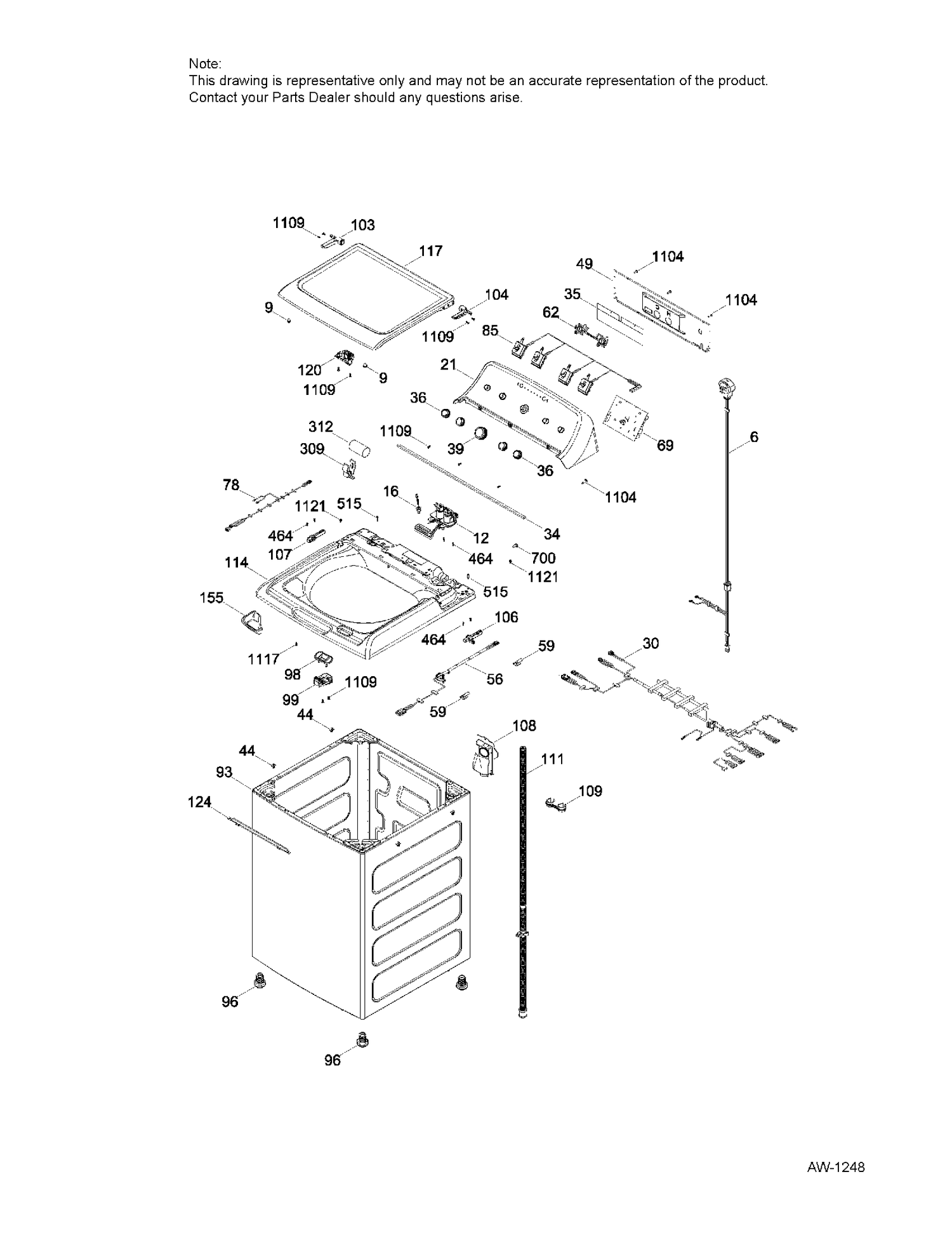 BACKSPLASH CABINET & COVER Diagram and Parts List for GTW465BMK0WS  General Electric Washer