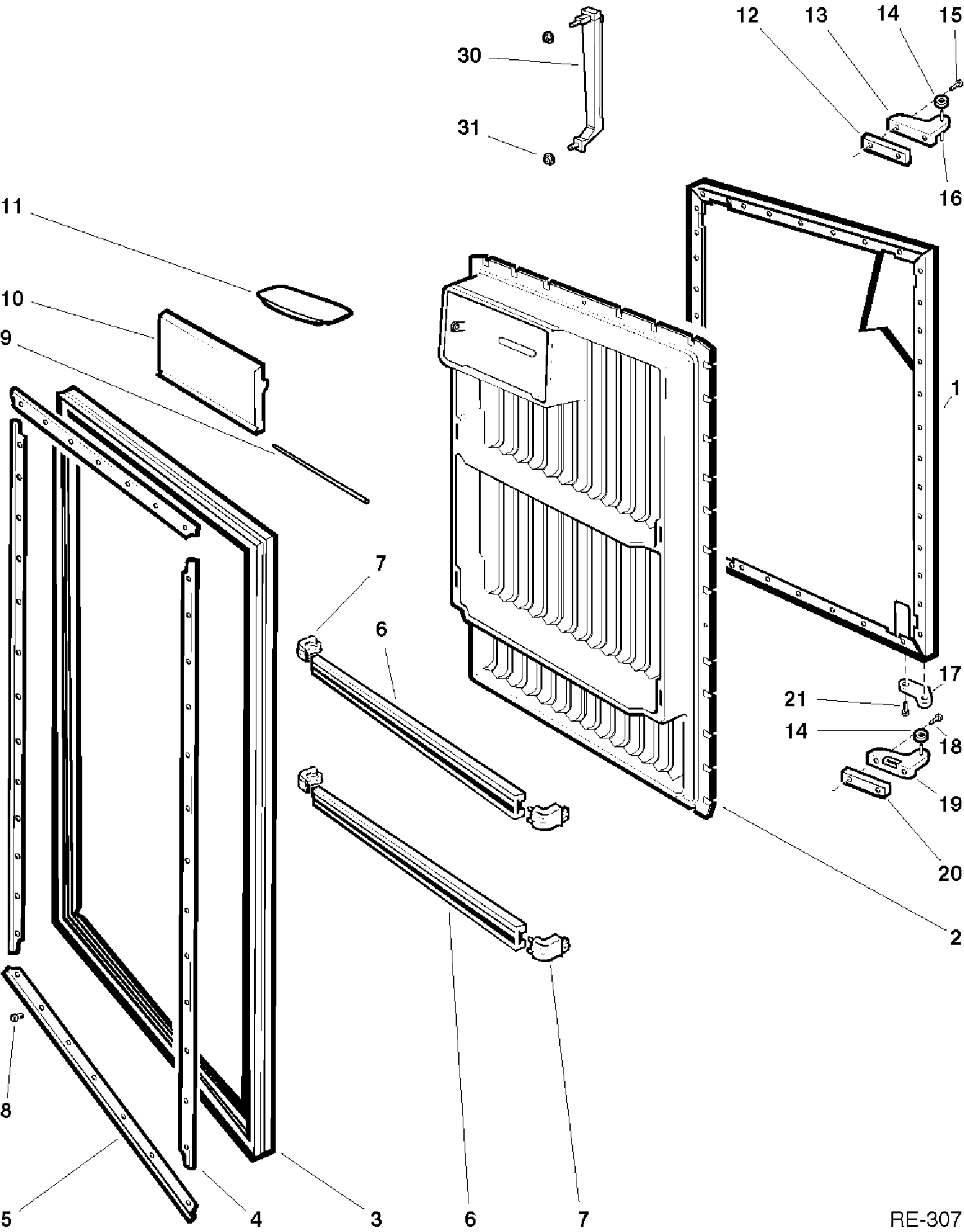 REFRIGERATOR DOOR Diagram and Parts List for YRF1845S-5  General Electric Refrigerator