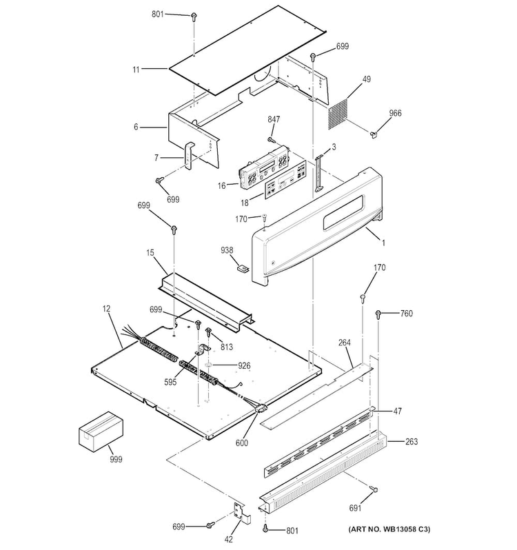 Control Panel Diagram and Parts List for JRS06SK2SS  General Electric Wall Oven
