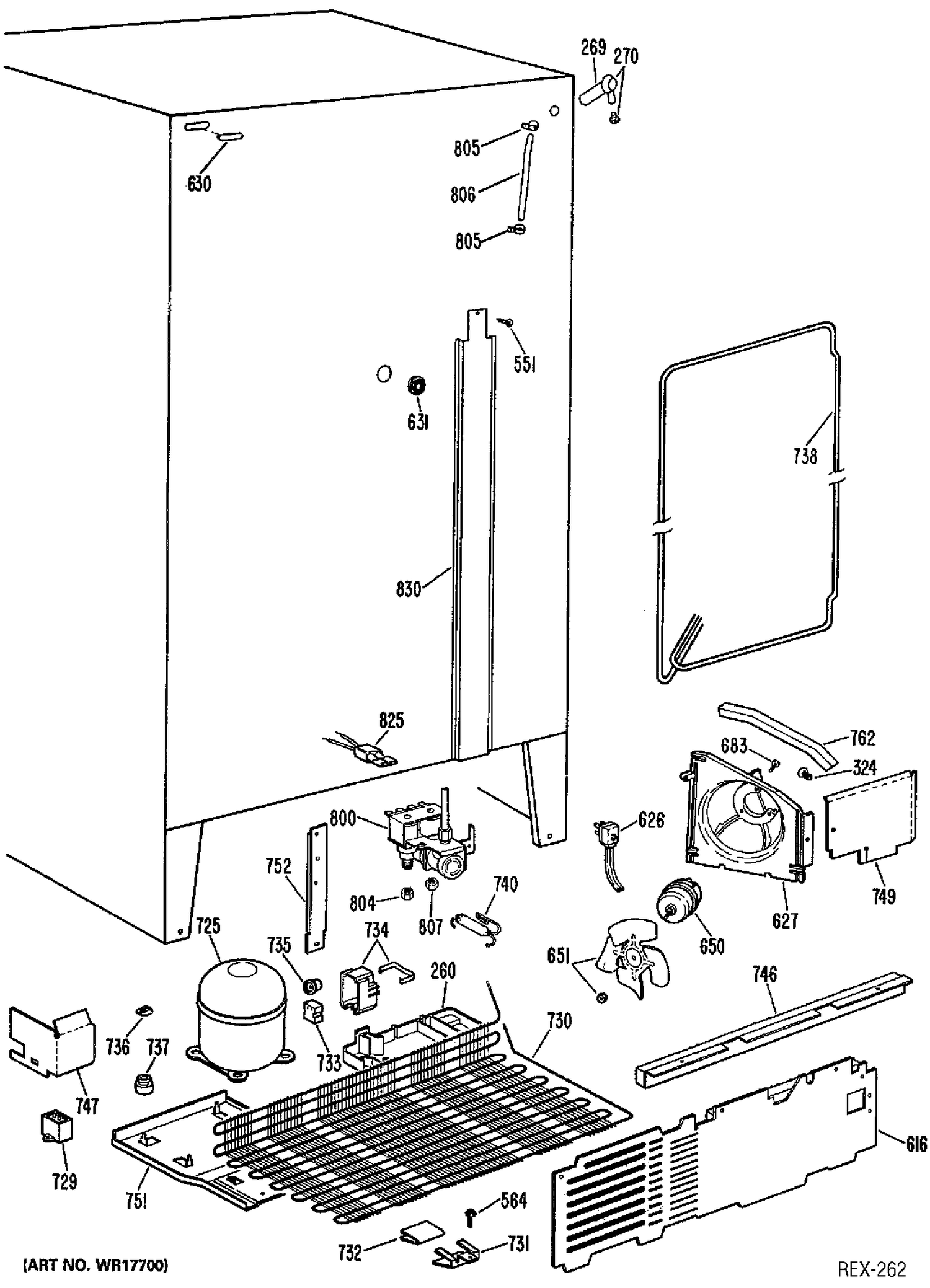 SYSTEM GROUP Diagram and Parts List for TFXC24ELL  General Electric Refrigerator