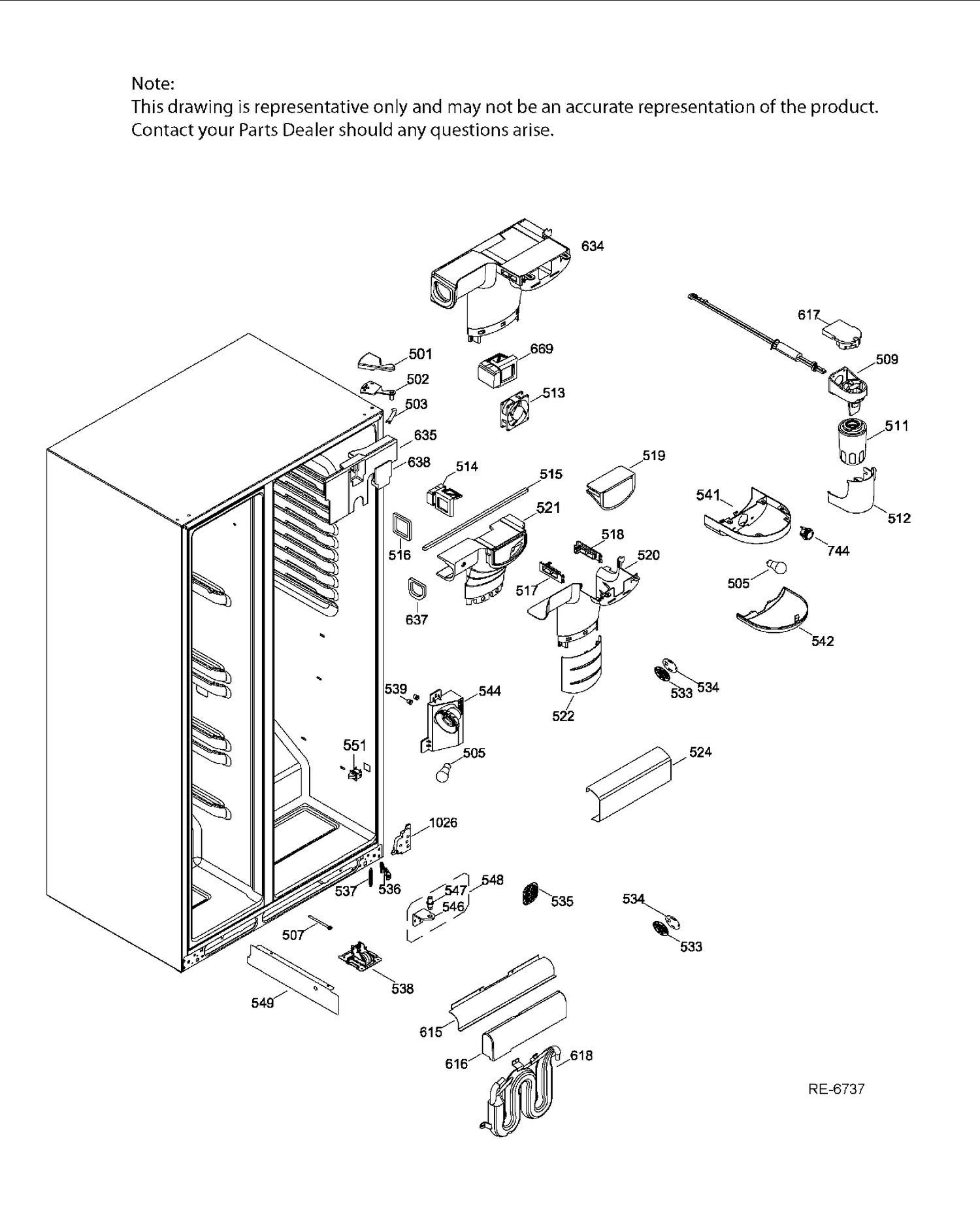 FF FUNCTIONAL PARTS Diagram and Parts List for GSRC3KLXHFWW  General Electric Refrigerator