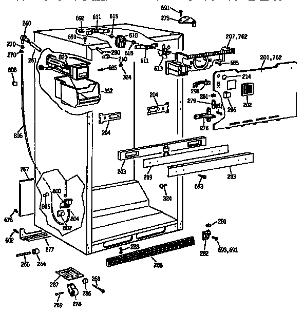 Cabinet Parts Diagram and Parts List for TBX18JISJRAD  General Electric Refrigerator