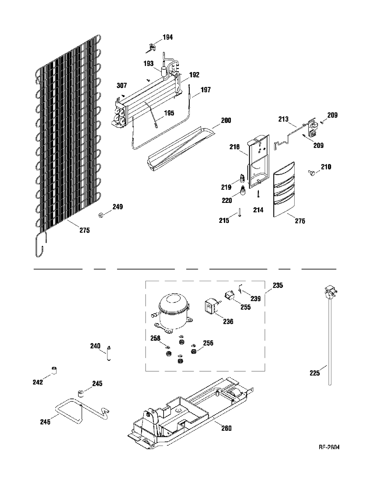 SYSTEM PARTS Diagram and Parts List for GTM14YETATR  General Electric Refrigerator
