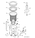 TUB, BASKET & AGITATOR Diagram and Parts List for WBSR1060T4WW  General Electric Washer