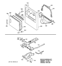 CABINET FRONT, GAS VALVE & BURNER ASM. Diagram and Parts List for DCCB330GT0WC  General Electric Dryer