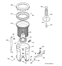 TUB, BASKET & AGITATOR Diagram and Parts List for WBXR1060T5AA  General Electric Washer