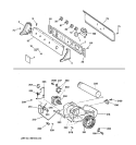 BACKSPLASH, BLOWER & DRIVE ASSEMBLY Diagram and Parts List for DWXR473GT2WW  General Electric Dryer