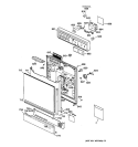 ESCUTCHEON & DOOR ASSEMBLY Diagram and Parts List for GSD500X-66WB  General Electric Dishwasher