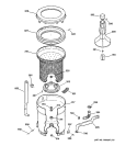 TUB, BASKET & AGITATOR Diagram and Parts List for WCCB1030T5AC  General Electric Washer
