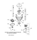 SUSPENSION, PUMP & DRIVE COMPONENTS Diagram and Parts List for WISQ416AT5WW  General Electric Washer