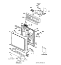 ESCUTCHEON & DOOR ASSEMBLY Diagram and Parts List for GSD720X-71BA  General Electric Dishwasher