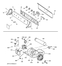 BACKSPLASH, BLOWER & DRIVE ASSEMBLY Diagram and Parts List for DJSR473ET3WW  General Electric Dryer