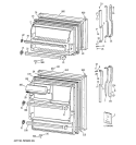 DOORS Diagram and Parts List for TBT18TAYDRWH  General Electric Refrigerator