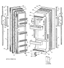 DOORS Diagram and Parts List for TFG22JAXFWW  General Electric Refrigerator