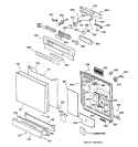 ESCUTCHEON & DOOR ASSEMBLY Diagram and Parts List for GSD4410X72AA  General Electric Dishwasher