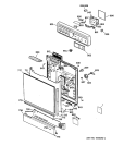 ESCUTCHEON & DOOR ASSEMBLY Diagram and Parts List for GSD500X-73AW  General Electric Dishwasher