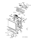 ESCUTCHEON & DOOR ASSEMBLY Diagram and Parts List for GSD720X-73BA  General Electric Dishwasher