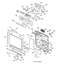 ESCUTCHEON & DOOR ASSEMBLY Diagram and Parts List for GSD4940Y73SS  General Electric Dishwasher