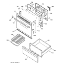 DOOR & DRAWER PARTS Diagram and Parts List for JBP24GW1  General Electric Range