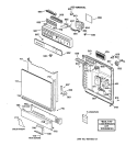 ESCUTCHEON & DOOR ASSEMBLY Diagram and Parts List for GSC900X07BA  General Electric Dishwasher