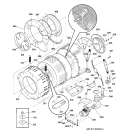 TUB & MOTOR Diagram and Parts List for WSXH208T0WB  General Electric Washer