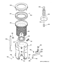 TUB, BASKET & AGITATOR Diagram and Parts List for WBXR1060T8AA  General Electric Washer