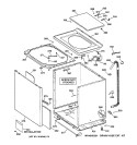 CABINET, COVER & FRONT PANEL Diagram and Parts List for WISR106HT8WW  General Electric Washer