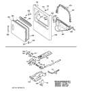 CABINET FRONT, GAS VALVE & BURNER ASM. Diagram and Parts List for DWLR473GT1WB  General Electric Dryer