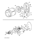 DRUM, BLOWER & DRIVE ASSEMBLY Diagram and Parts List for NVLR333GT0AB  Hotpoint Dryer