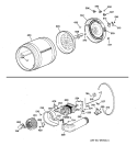 DRUM, BLOWER & DRIVE ASSEMBLY Diagram and Parts List for NJLR473ET0WW  Hotpoint Dryer