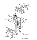 ESCUTCHEON & DOOR ASSEMBLY Diagram and Parts List for PSD200X-72BA  General Electric Dishwasher